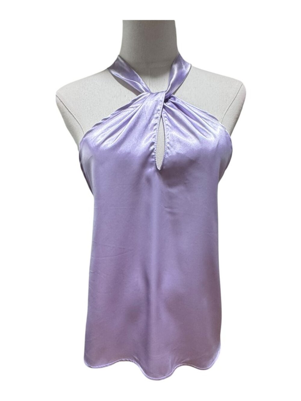 Love Ady Lavender Satin Halter Top Keyhole Neckline Purple Size S NWOT